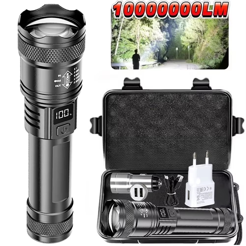 Outdoor Camping Glamping - Rechargeable LED Flashlight Zoomable Torch with