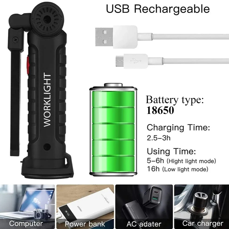 Portable COB LED Flashlight US - Outdoor Camping Glamping recension och pris