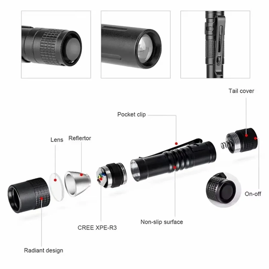 Mini Portable LED Flashlight P - Outdoor Camping Glamping recension och pris