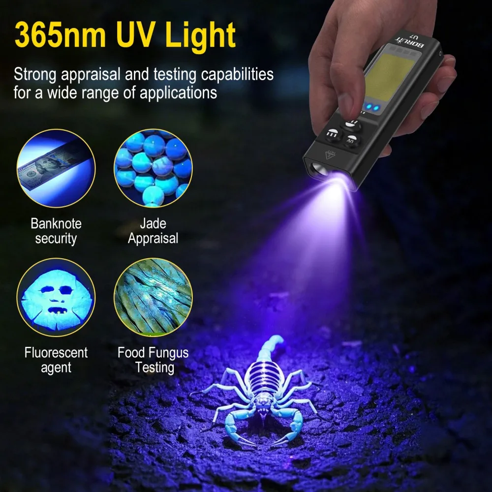 BORUiT U7 UV LED EDC Flashligh - Outdoor Camping Glamping recension och pris