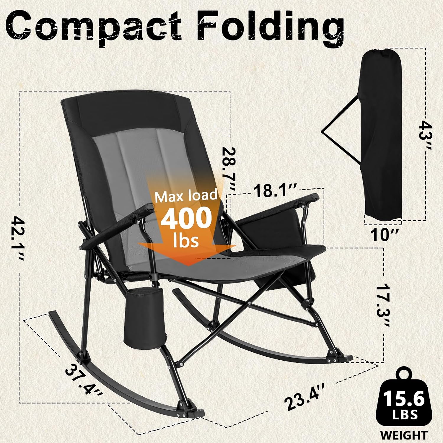 High Back Portable Rocking Cha - Outdoor Camping Rocker recension och pris