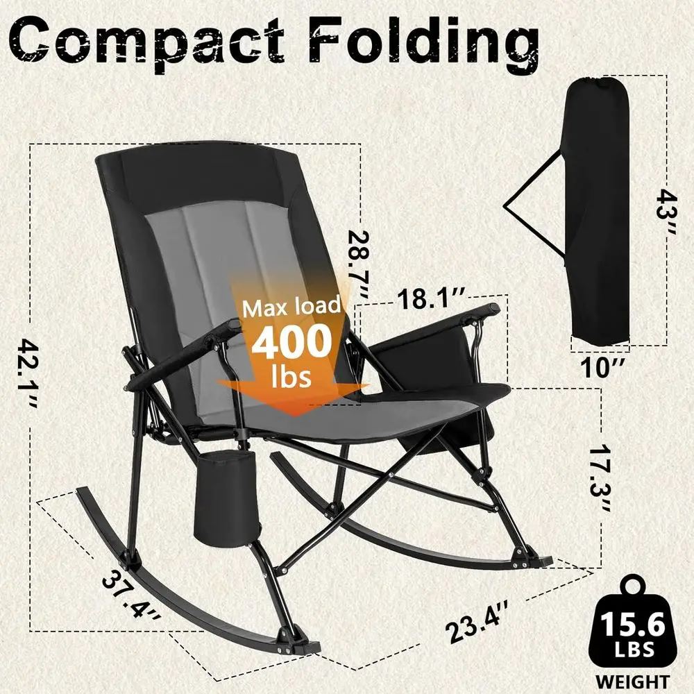 High-Back Portable Rocking Cha - Outdoor Camping Rocker recension och pris
