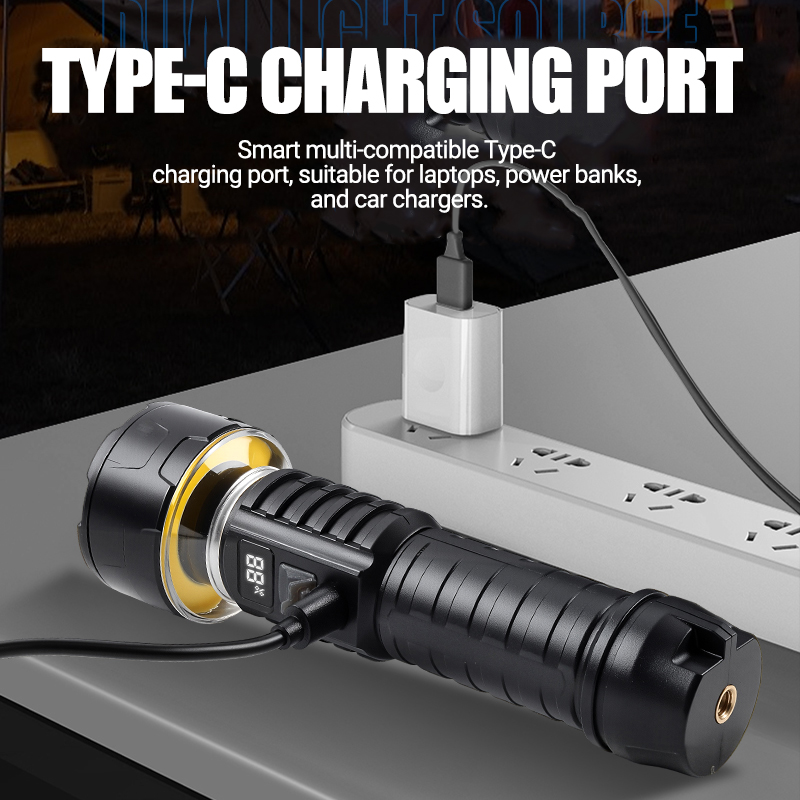 COB LED Flashlight Rechargeabl - Outdoor Camping Lighting recension och pris