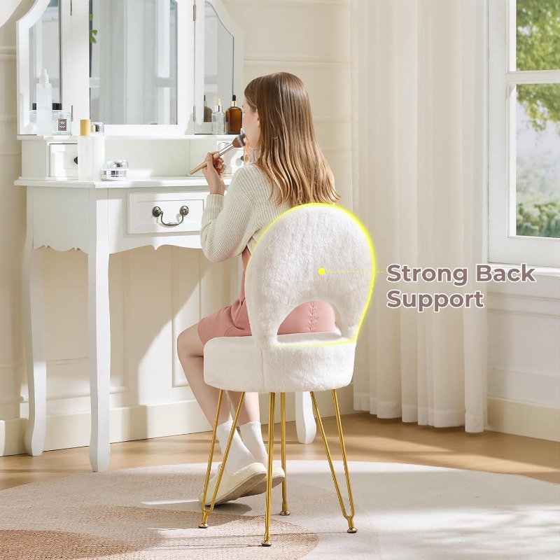 Faux Fur White Small Vanity Ch - Folding Chair recension och pris