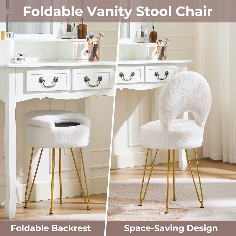 Faux Fur White Small Vanity Ch - Folding Chair recension och pris